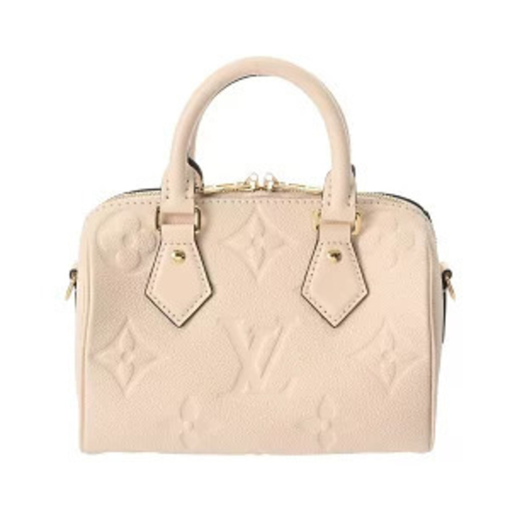 Louis Vuitton Monogram Empreinte Speedy Bandouliere Cream Leather Handbag